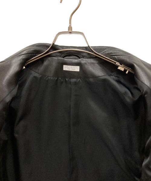 BEAUTY&YOUTH（ビューティーアンドユース）BEAUTY&YOUTH (ビューティーアンドユース) シープ ダブル ライダースジャケット ブラック サイズ:Lの古着・服飾アイテム