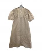 Eaphiエフィ）の古着「cotton lace patchwork docking one piece」｜ベージュ