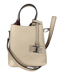 TOD'S（トッズ）の古着「MICRO BAG 2WAY CREAM ロゴ Tチャーム」｜ベージュ