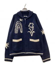 Fallet（Fallet）の古着「カウチンニットカーディガン」｜ネイビー