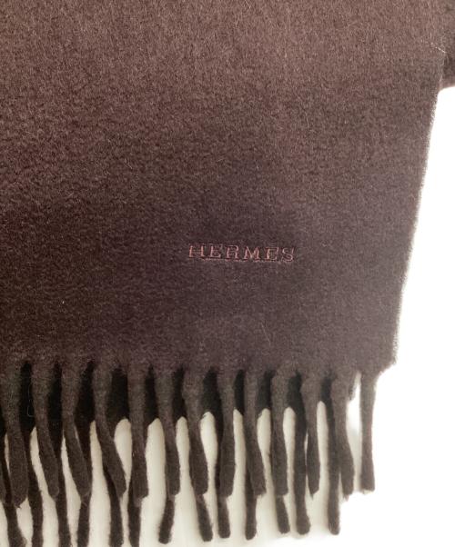 HERMES（エルメス）HERMES (エルメス) ダブルフェイスカシミヤマフラー ブラウンの古着・服飾アイテム