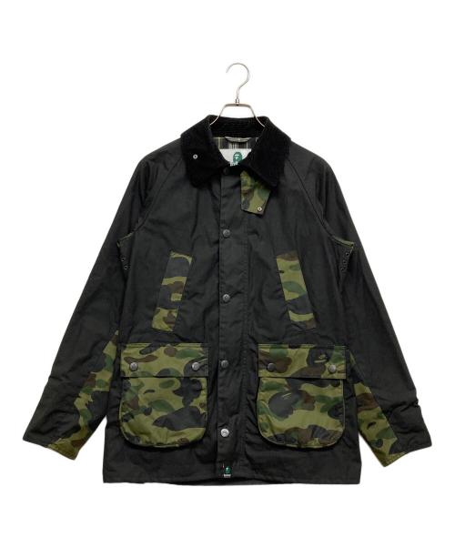 A BATHING APE（ア ベイシング エイプ）A BATHING APE (ア ベイシング エイプ) Barbour (バブアー) Camo Bedale Wax Jacket ブラック×グリーン サイズ:Sの古着・服飾アイテム