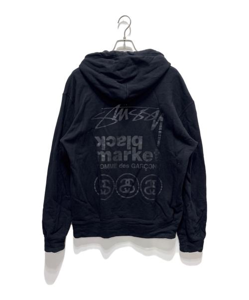 COMME des GARCONS BLACKMARKET（コムデギャルソンブラックマーケット）COMME des GARCONS BLACKMARKET (コムデギャルソンブラックマーケット) stussy (ステューシー) プルオーバーパーカー ブラック サイズ:XXLの古着・服飾アイテム