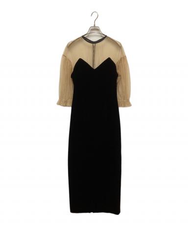 中古・古着通販】Ameri (アメリ) TULLE SLEEVE TIGHT DRESS ブラック