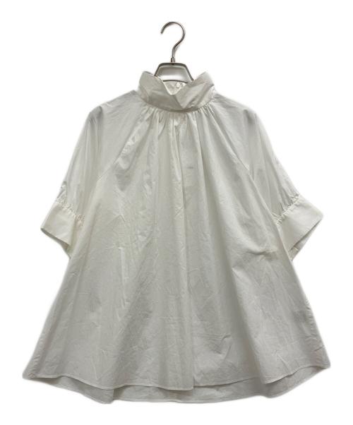 CLANE（クラネ）CLANE (クラネ) スタンドアップカラーギャザートップス ホワイト サイズ:SIZE1の古着・服飾アイテム