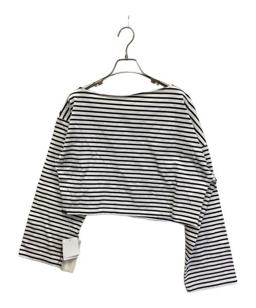 YANUK（ヤヌーク）YANUK (ヤヌーク) オフショルダーロングスリーブカットソー ホワイト×ブラック サイズ:FREE 未使用品の古着・服飾アイテム