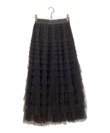 Ameri（アメリ）の古着「BLACK TULLE RAFFLE SKIRT」｜ブラック