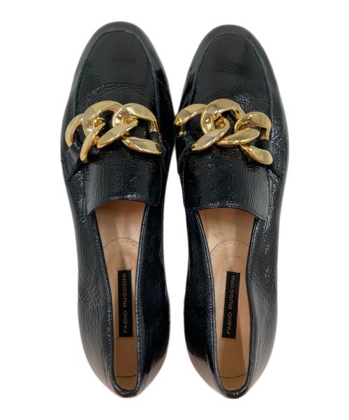 FABIO RUSCONI（ファビオルスコーニ）FABIO RUSCONI (ファビオルスコーニ) ビッグチェーンエナメルローファー ブラック サイズ:38の古着・服飾アイテム