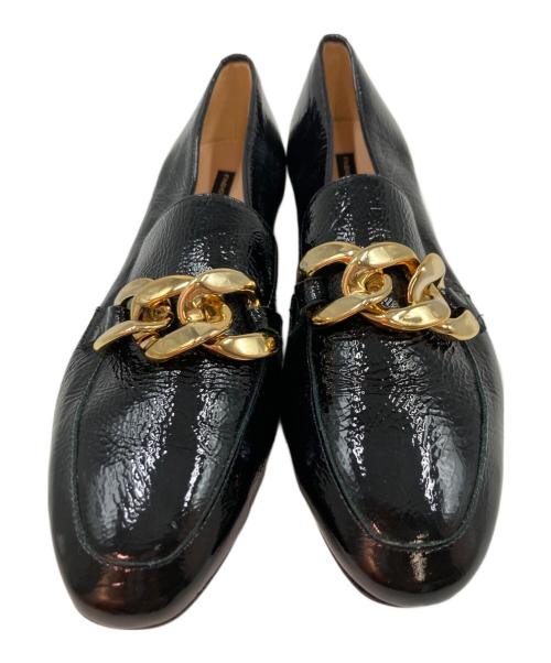 FABIO RUSCONI（ファビオルスコーニ）FABIO RUSCONI (ファビオルスコーニ) ビッグチェーンエナメルローファー ブラック サイズ:38の古着・服飾アイテム