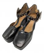 TOGA PULLAトーガ プルラ）の古着「Tストラッププラットフォームパンプス」｜ブラック