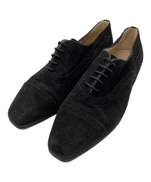 Manolo Blahnik（マノロブラニク）Manolo Blahnik (マノロブラニク) ウイングチップスエードレザーシューズ ブラック サイズ:35の古着・服飾アイテム
