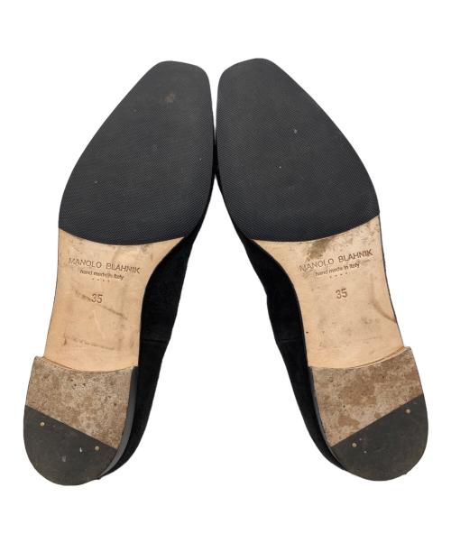 Manolo Blahnik（マノロブラニク）Manolo Blahnik (マノロブラニク) ウイングチップスエードレザーシューズ ブラック サイズ:35の古着・服飾アイテム