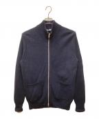 SLOANEスローン）の古着「7Gメリノウール畦編みジップカーディガン」｜ネイビー