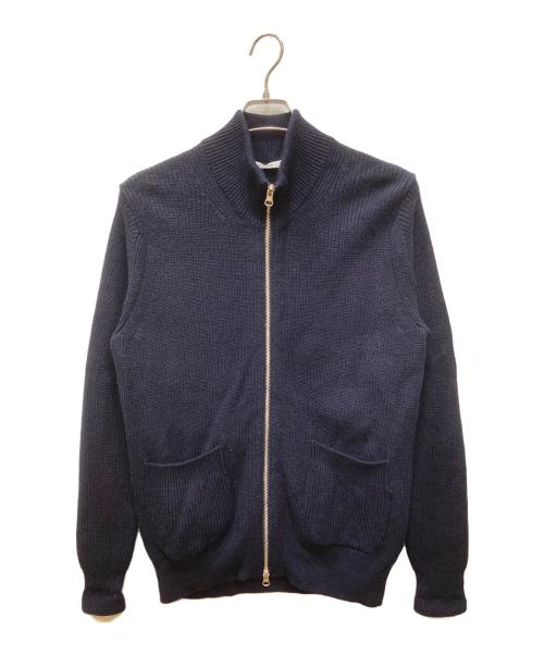SLOANE（スローン）SLOANE (スローン) 7Gメリノウール畦編みジップカーディガン ネイビー サイズ:3の古着・服飾アイテム