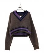 6(ROKU) BEAUTY&YOUTHロク ビューティーアンドユース）の古着「クリケット ニット プルオーバー」｜ブラウン