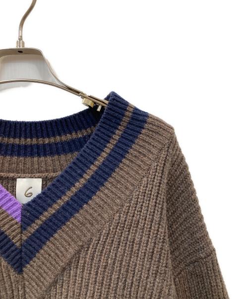 6(ROKU) BEAUTY&YOUTH（ロク ビューティーアンドユース）6(ROKU) BEAUTY&YOUTH (ロク ビューティーアンドユース) クリケット ニット プルオーバー ブラウン サイズ:-の古着・服飾アイテム