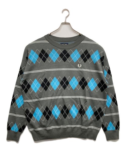 FRED PERRY（フレッドペリー）FRED PERRY (フレッドペリー) アーガイル柄ニット グレー サイズ:XLの古着・服飾アイテム