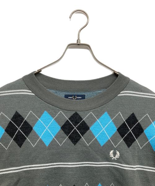 FRED PERRY（フレッドペリー）FRED PERRY (フレッドペリー) アーガイル柄ニット グレー サイズ:XLの古着・服飾アイテム