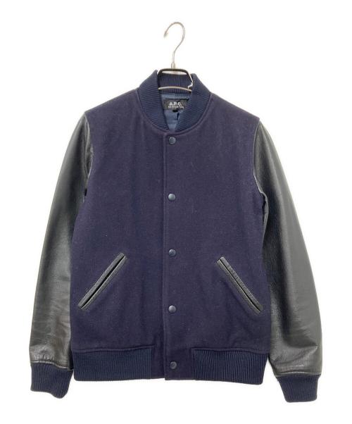 A.P.C.（アーペーセー）A.P.C. (アーペーセー) アームレザースタジャン ネイビー サイズ:XSの古着・服飾アイテム