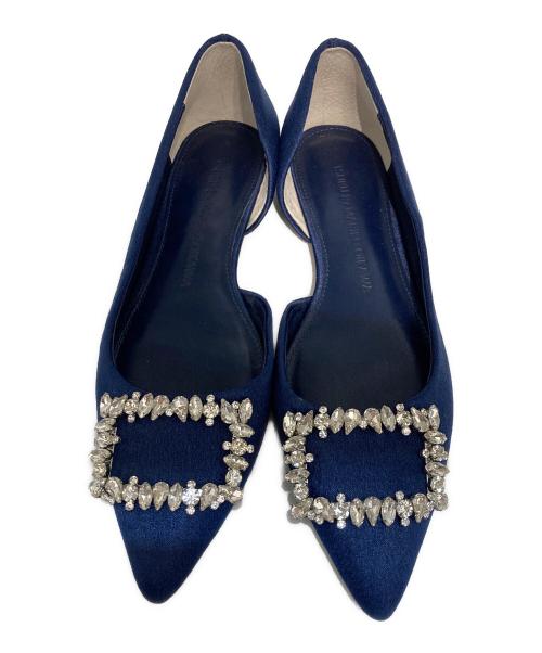 TSURU by MARIKO OIKAWA（ツルバイマリコオイカワ）Tsuru by Mariko Oikawa (ツルバイマリコオイカワ) ビジューバックルパンプス ネイビー サイズ:SIZE 35の古着・服飾アイテム