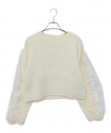 Estella.K（エステラケー）の古着「フェザートリムニットプルオーバー」｜ホワイト