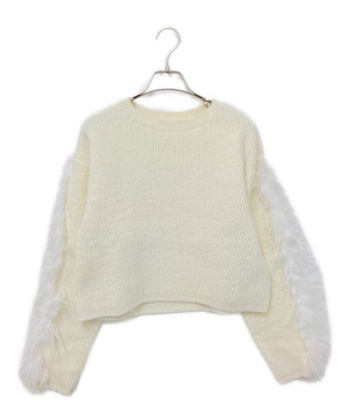 Estella.K（エステラケー）Estella.K (エステラケー) フェザートリムニットプルオーバー ホワイト サイズ:Fの古着・服飾アイテム