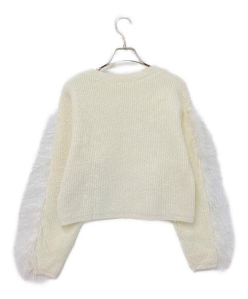 Estella.K（エステラケー）Estella.K (エステラケー) フェザートリムニットプルオーバー ホワイト サイズ:Fの古着・服飾アイテム