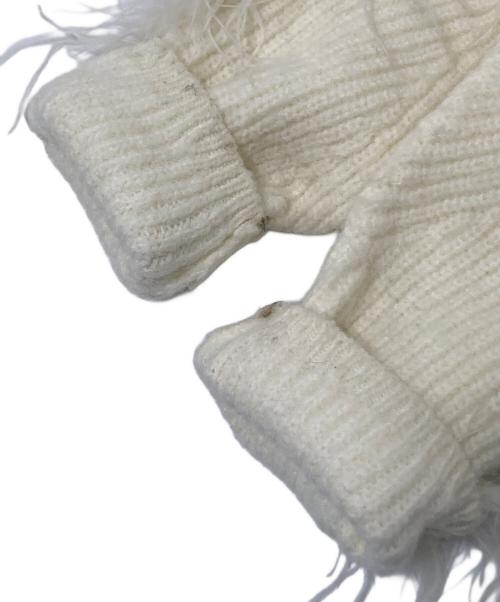 Estella.K（エステラケー）Estella.K (エステラケー) フェザートリムニットプルオーバー ホワイト サイズ:Fの古着・服飾アイテム