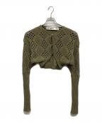OPEN YYオープンワイワイ）の古着「ARGYLE POINTELLE KNIT ボレロ」｜オリーブ