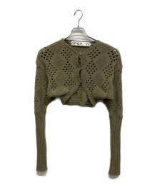 OPEN YY（オープンワイワイ）の古着「ARGYLE POINTELLE KNIT ボレロ」｜オリーブ