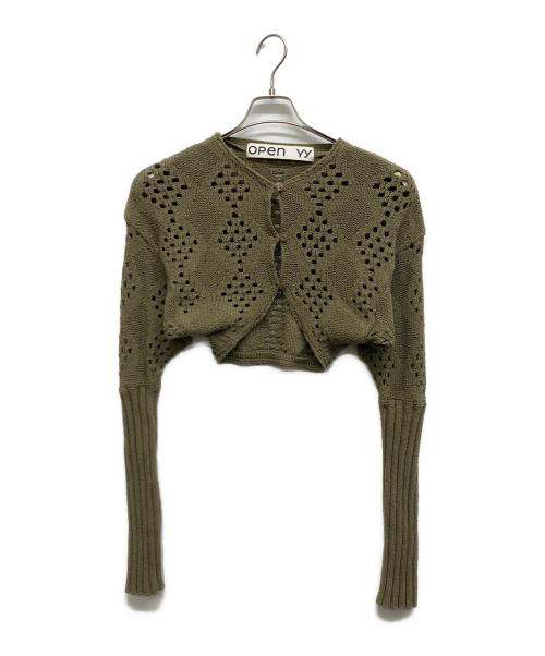 OPEN YY（オープンワイワイ）OPEN YY (オープンワイワイ) ARGYLE POINTELLE KNIT ボレロ オリーブ サイズ:1の古着・服飾アイテム