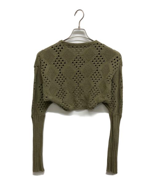 OPEN YY（オープンワイワイ）OPEN YY (オープンワイワイ) ARGYLE POINTELLE KNIT ボレロ オリーブ サイズ:1の古着・服飾アイテム
