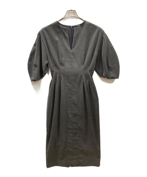 VERMEIL par iena（ヴェルメイユ パー イエナ）VERMEIL par iena (ヴェルメイユ パー イエナ) P/Ryツイルウエストシェイプ パフスリーブワンピース グレー サイズ:36の古着・服飾アイテム