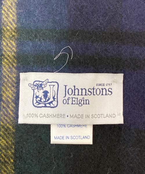 JOHNSTONS OF ELGIN（ジョンストンズオブエルガン）JOHNSTONS OF ELGIN (ジョンストンズオブエルガン) チェックカシミヤ大判ストール ネイビー サイズ:下記参照の古着・服飾アイテム