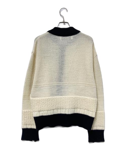 MURRAL（ミューラル）MURRAL (ミューラル) トリリウム刺繍ニットシャツカーディガン 25年モデル アイボリー×ブラック サイズ:Fの古着・服飾アイテム