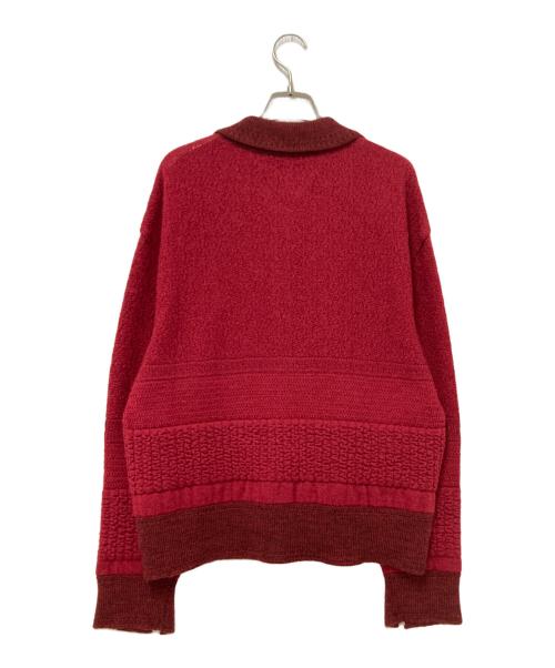 MURRAL（ミューラル）MURRAL (ミューラル) トリリウム刺繍ニットシャツカーディガン 25年モデル レッド サイズ:Fの古着・服飾アイテム