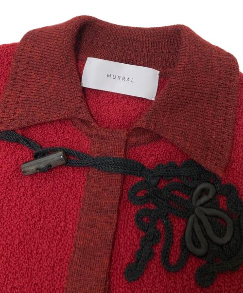 MURRAL（ミューラル）MURRAL (ミューラル) トリリウム刺繍ニットシャツカーディガン 25年モデル レッド サイズ:Fの古着・服飾アイテム