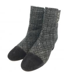 DIANA（ダイアナ）の古着「ツイードショートブーツ」｜グレー