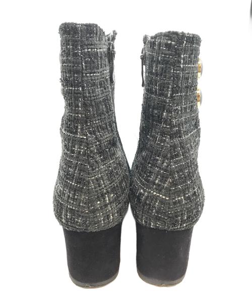 DIANA（ダイアナ）DIANA (ダイアナ) ツイードショートブーツ グレー サイズ:24cmの古着・服飾アイテム