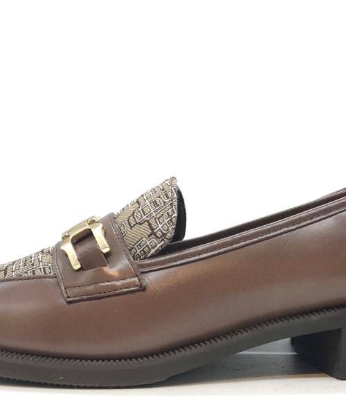 DIANA（ダイアナ）DIANA (ダイアナ) モノグラムスクエアビットローファー ブラウン サイズ:24cmの古着・服飾アイテム