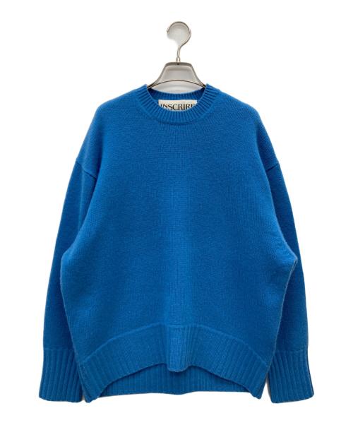 INSCRIRE（アンスクリア）INSCRIRE (アンスクリア) カシミヤクルーネックニット ブルー サイズ:Mの古着・服飾アイテム