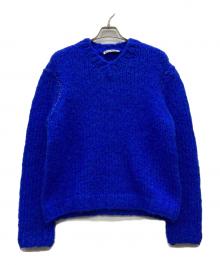 Acne studios（アクネ ストゥディオズ）の古着「アルパカ混ローゲージVネックニット」｜ブルー