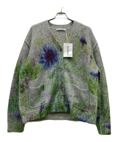 Acne studios（アクネ ストゥディオス）ACNE STUDIOS (アクネ ストゥディオス) モヘア混カーディガン グレー×グリーン サイズ:Sの古着・服飾アイテム
