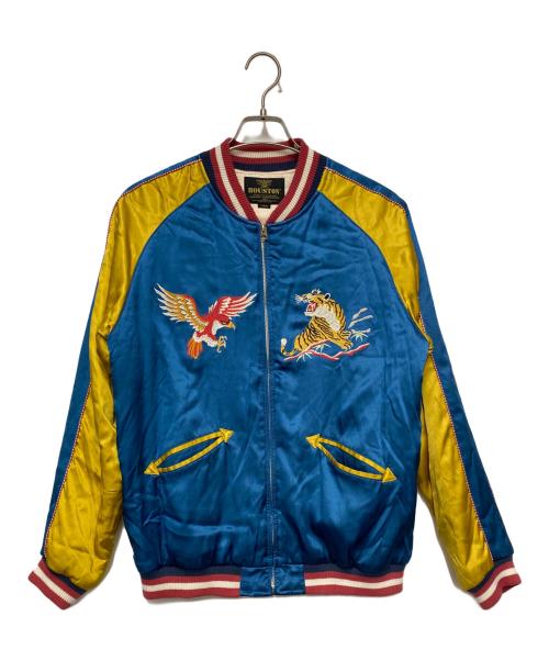 HOUSTON（ヒューストン）HOUSTON (ヒューストン) 刺繍 スーベニアジャケット ブルー サイズ:Lの古着・服飾アイテム