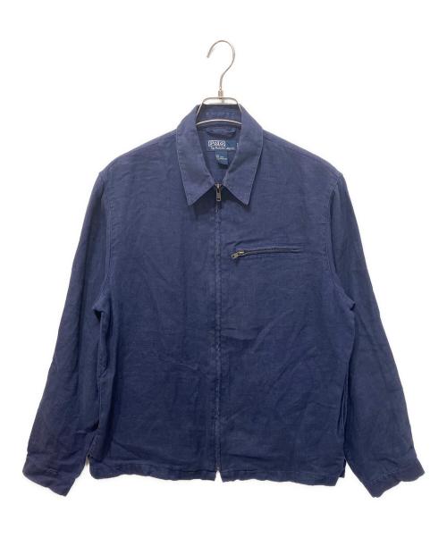 POLO RALPH LAUREN（ポロ・ラルフローレン）POLO RALPH LAUREN (ポロ・ラルフローレン) リネンジップアップシャツジャケット ネイビー サイズ:Ｍの古着・服飾アイテム