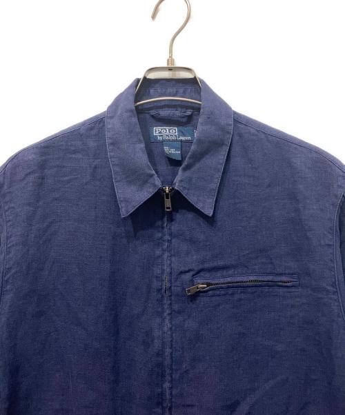 POLO RALPH LAUREN（ポロ・ラルフローレン）POLO RALPH LAUREN (ポロ・ラルフローレン) リネンジップアップシャツジャケット ネイビー サイズ:Ｍの古着・服飾アイテム