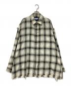 MAISON SPECIALメゾンスペシャル）の古着「Prime-Over Cut Off Ombre Check Shirt（プライムオーバー カットオフ オンブレ チェック シャツ）25年モデル」｜ベージュ