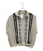 TIGHTBOOTH PRODUCTIONタイトブースプロダクション）の古着「STRIPE KNIT OPEN POLO」｜ベージュ
