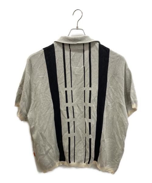TIGHTBOOTH PRODUCTION（タイトブースプロダクション）TIGHTBOOTH PRODUCTION (タイトブースプロダクション) STRIPE KNIT OPEN POLO ベージュ サイズ:Mの古着・服飾アイテム