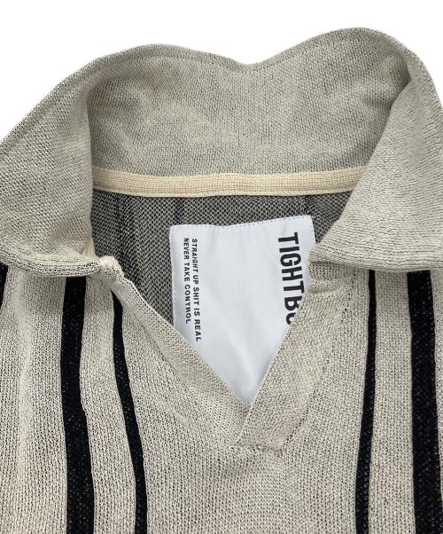 TIGHTBOOTH PRODUCTION（タイトブースプロダクション）TIGHTBOOTH PRODUCTION (タイトブースプロダクション) STRIPE KNIT OPEN POLO ベージュ サイズ:Mの古着・服飾アイテム
